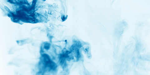 Light blur background with cyan, blue fog floating in the air.