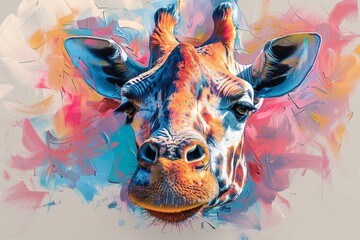 impressionisme animal pastel colors abstract artwork giraffe