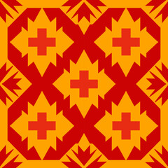 Obraz premium Seamless illustrated pattern made of abstract elements in red and orange