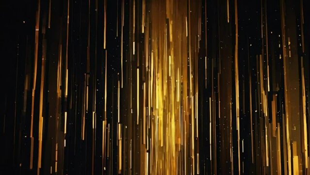 Glitched background with pixel sorting in gold and black