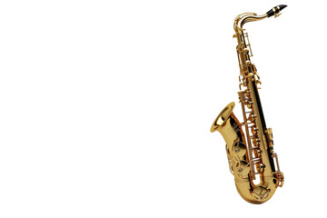 Shiny Golden Saxophone on White Background
