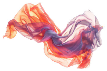 Floating Red, Orange, and Blue Fabric on White Background