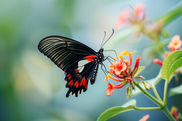 Rare tropical butterfly, closeup view