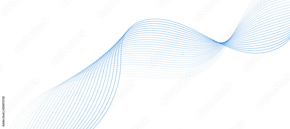 Wall mural abstract modern background with blue wavy lines and particles. technology backdrop.