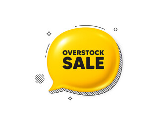 Overstock sale tag. Comic speech bubble 3d icon. Special offer price sign. Advertising discounts symbol. Overstock sale chat offer. Speech bubble comic banner. Discount balloon. Vector