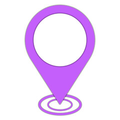 Purple Map Pointer Icon with Shadow Effect Isolated on White