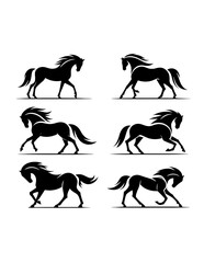 set silhouette of horses