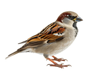 Sparrow Standing on White Background