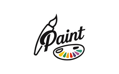 Paint brush vector logo design 