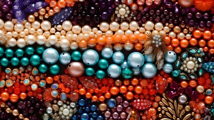 AI generated Close up of a pile of shiny colorful beads. Generative AI Pro Photo
