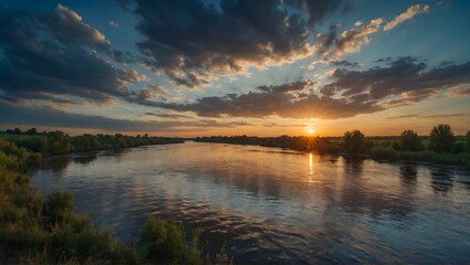 beautiful sunset over the river