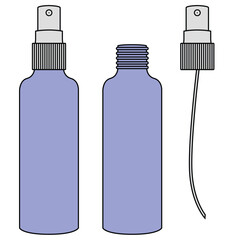 Set of blank spray bottles cartoon clipart. Perfume bottle template design