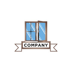 Aluminum windows and doors logo design concept template. Window icon vector illustration.