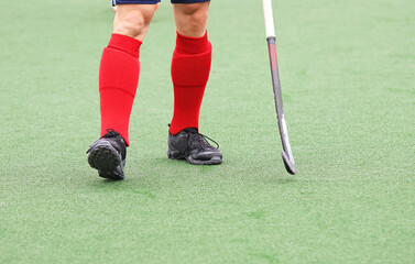 Obraz premium Shin guards of a field hockey player