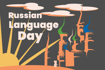 Illustration vector graphic of russian language day. Good for poster
