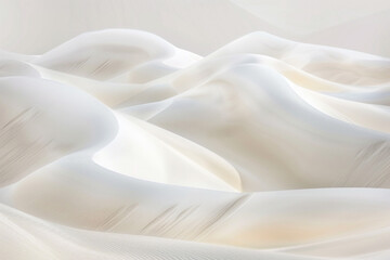 A serene photograph capturing the gentle curves of sand dunes bathed in a soft, aesthetic color palette, evoking a sense of calm in a tranquil desert landscape 