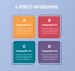 4 point stage or step infographic template with box on center cycle with outline accessories for slide presentation