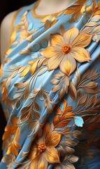blue and yellow fabric 