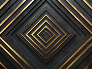 Slick Black and Gold Geometric Patterns with Sharp Lines Denoting Premium Taste Luxury Background Concept