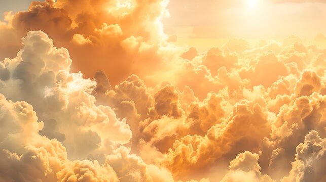 Heavenly Clouds with Golden Edges Luxurious Sky Backdrop for Premium Imagery