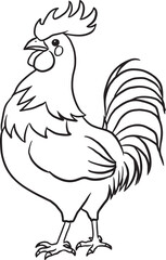 Chicken, Kawaii, Cartoon Character, Cute Lines and Colorful Coloring Pages
