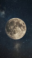 Full moon against a starry night sky backdrop
