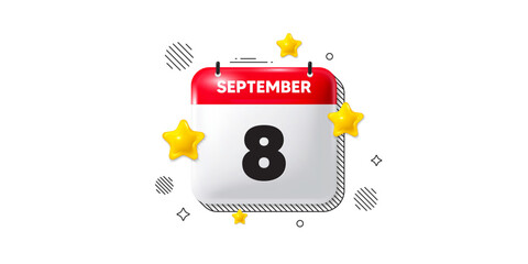 Calendar date of September 3d icon. 8th day of the month icon. Event schedule date. Meeting appointment time. 8th day of September. Calendar month date banner. Day or Monthly page. Vector