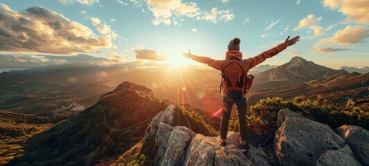 An adventurous explorer embracing the beauty of nature and freedom