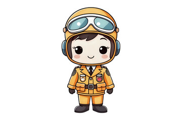 Pilot, kawaii, cartoon characters, cute lines and colors, coloring pages