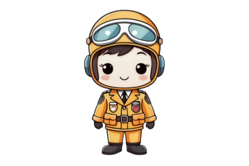 Pilot, kawaii, cartoon characters, cute lines and colors, coloring pages