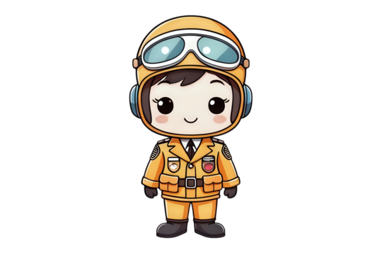 Pilot, kawaii, cartoon characters, cute lines and colors, coloring pages - Powered by Adobe