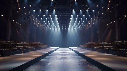 Fashion runway bright lights dark background