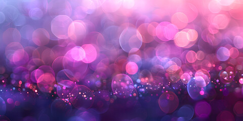 Dark blue gradient background with pink and purple textures sparkly bokeh circles and glowing lights, Glitter gold bokeh Colorful Blurred abstract background for anniversary, 