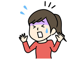 焦ってる女性のイラスト