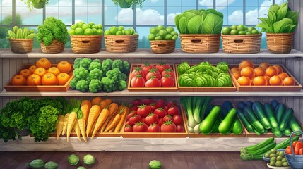 Obraz premium Supplying farm fresh organic vegetables to your local store. products in the supermarket for proper nutrition and a healthy lifestyle