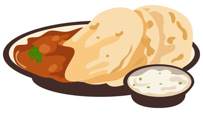 Illustration of Indian street  food in flat style 