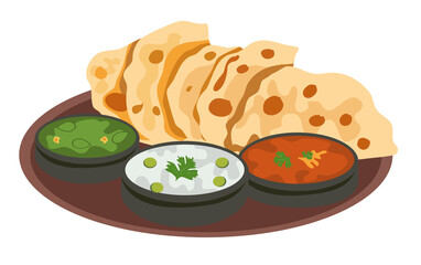 Illustration of Indian street  food in flat style 