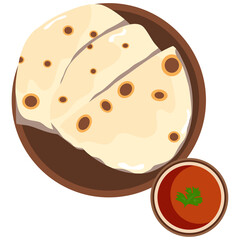 Illustration of Indian street  food in flat style 