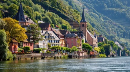 Bacharach on the River Rhine, Rhineland Palatinate, Germany - Generative AI 