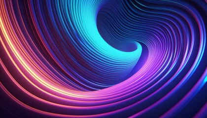 Obraz premium 3D rendering of an abstract wavy spiral background. Neon lighting.