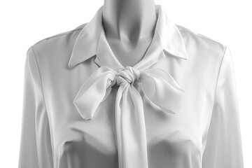 white silk blouse on a mannequin isolated on white background