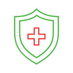 Obraz premium Medical sign inside protection shield showing concept icon of health insurance, medical protection vector