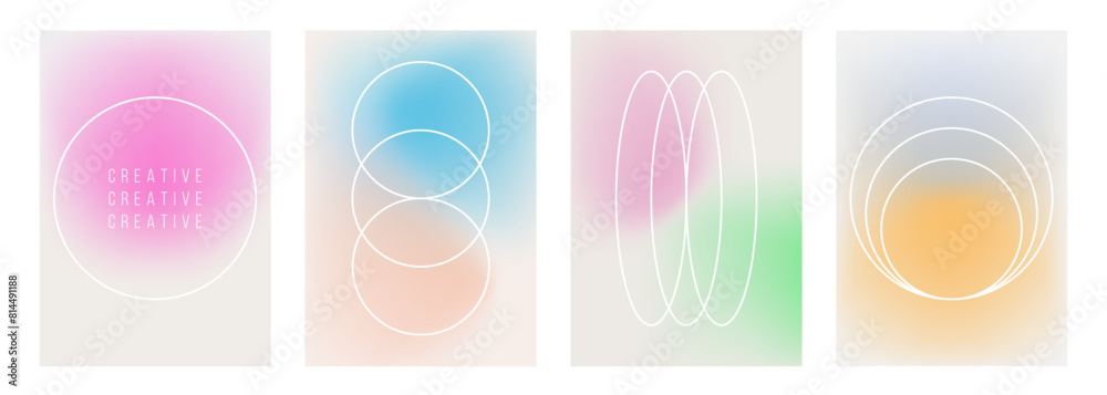 Leinwandbilder set of light colored blurred abstract backgrounds. soft color gradients and geometric shapes for cre