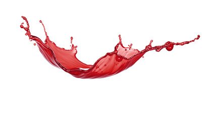 Syrup red splash with droplets and bubbles isolated on a transparent background.
