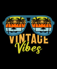 Vintage vibes, summer surfing vector typography retro vintage t-shirt design