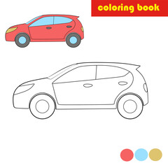 Children's coloring book car. Vector illustration.