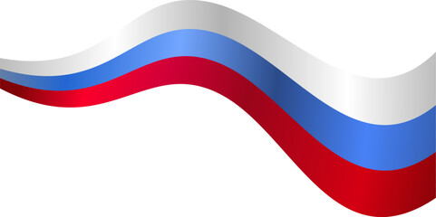 Flag of Russian Federation in form of ribbon. Illustration for Day of Russia on June 12.