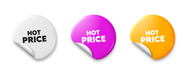 Hot Price tag. Price tag sticker with offer message. Special offer Sale sign. Advertising Discounts symbol. Sticker tag banners. Discount label badge. Vector