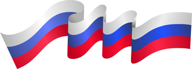 Flag of Russian Federation in form of ribbon. Illustration for Day of Russia on June 12.