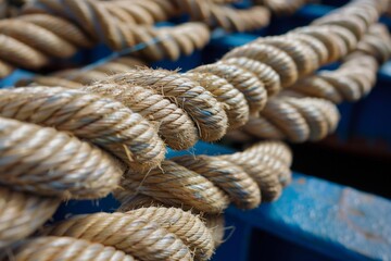 Fototapeta premium Strong rope. Film clip with slow sliding motion. Symbol of strength, marine equipment and connection.
